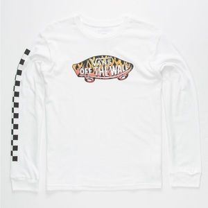 COPY - Vans Shirt Long Sleeve Check Flames Boys Size Large 12/14